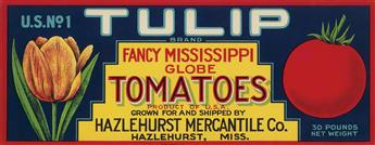 DESIGNERS UNKNOWN. [VEGETABLE CRATE LABELS.] Hundreds of labels. Circa 1920. Sizes vary.